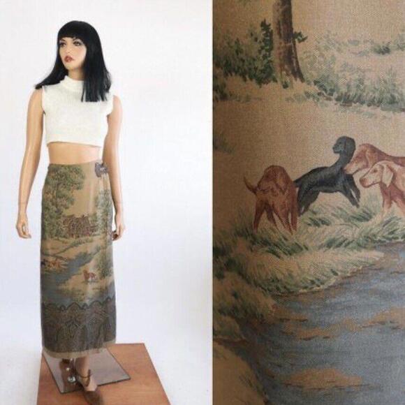 Vintage Womens Polo Ralph Lauren Skirt Western Dog Country Style - Size 16 EUC - Picture 12 of 16